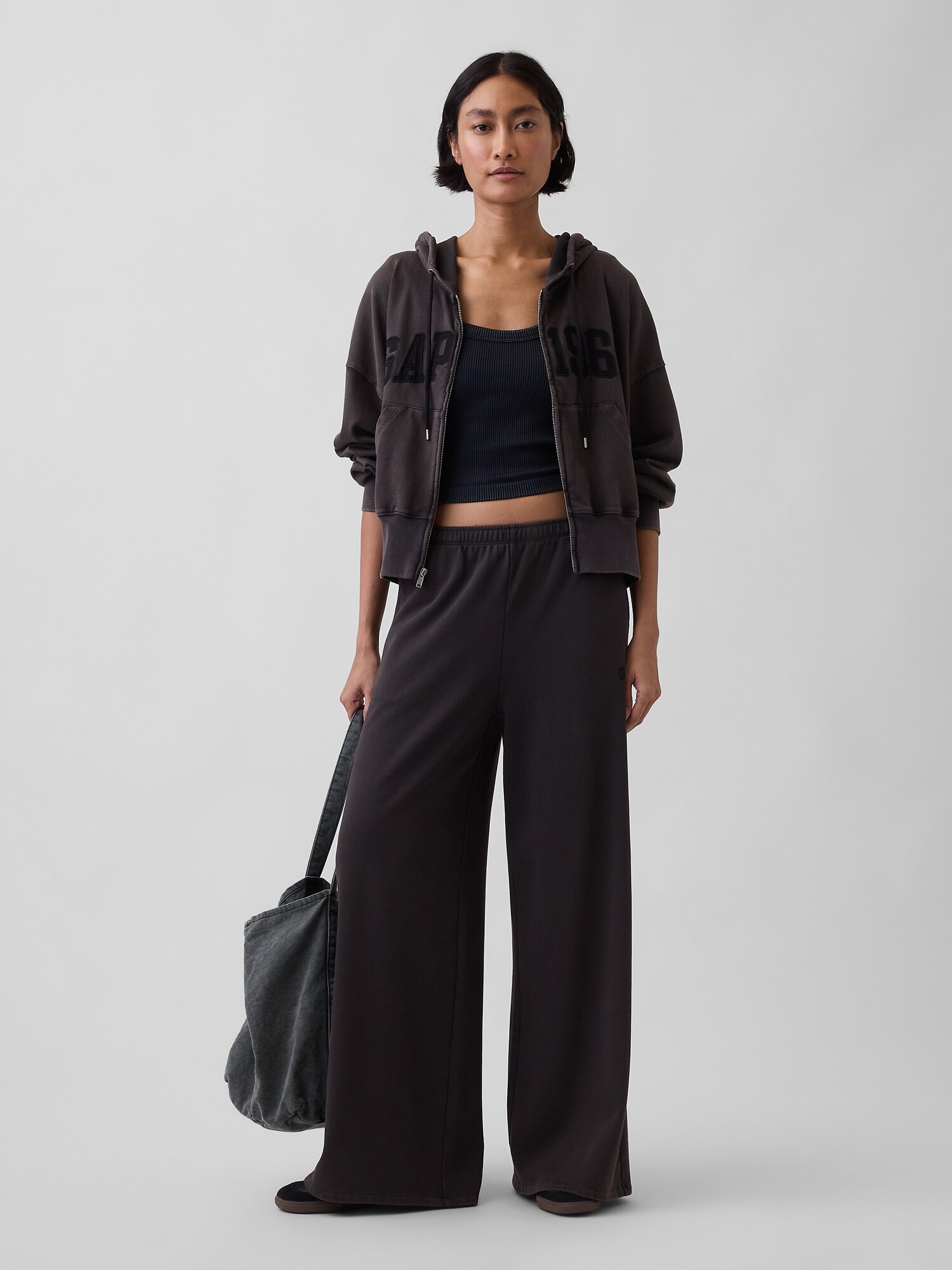 フレンチテリー オーバーサイズ GAP1969ロゴ ジップアップパーカー-1