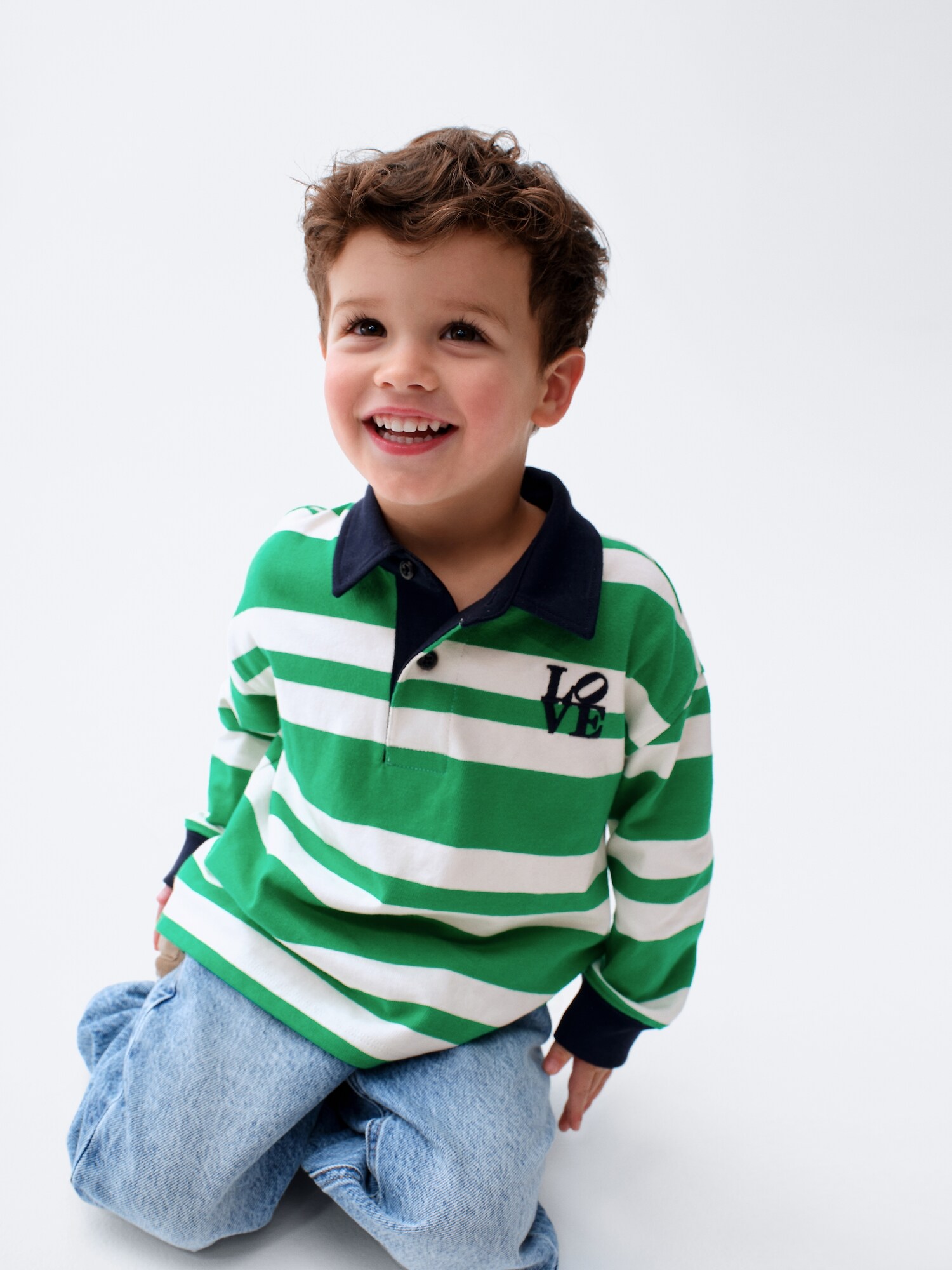 ロバート・インディアナ LOVE ラグビーシャツ (幼児)-5