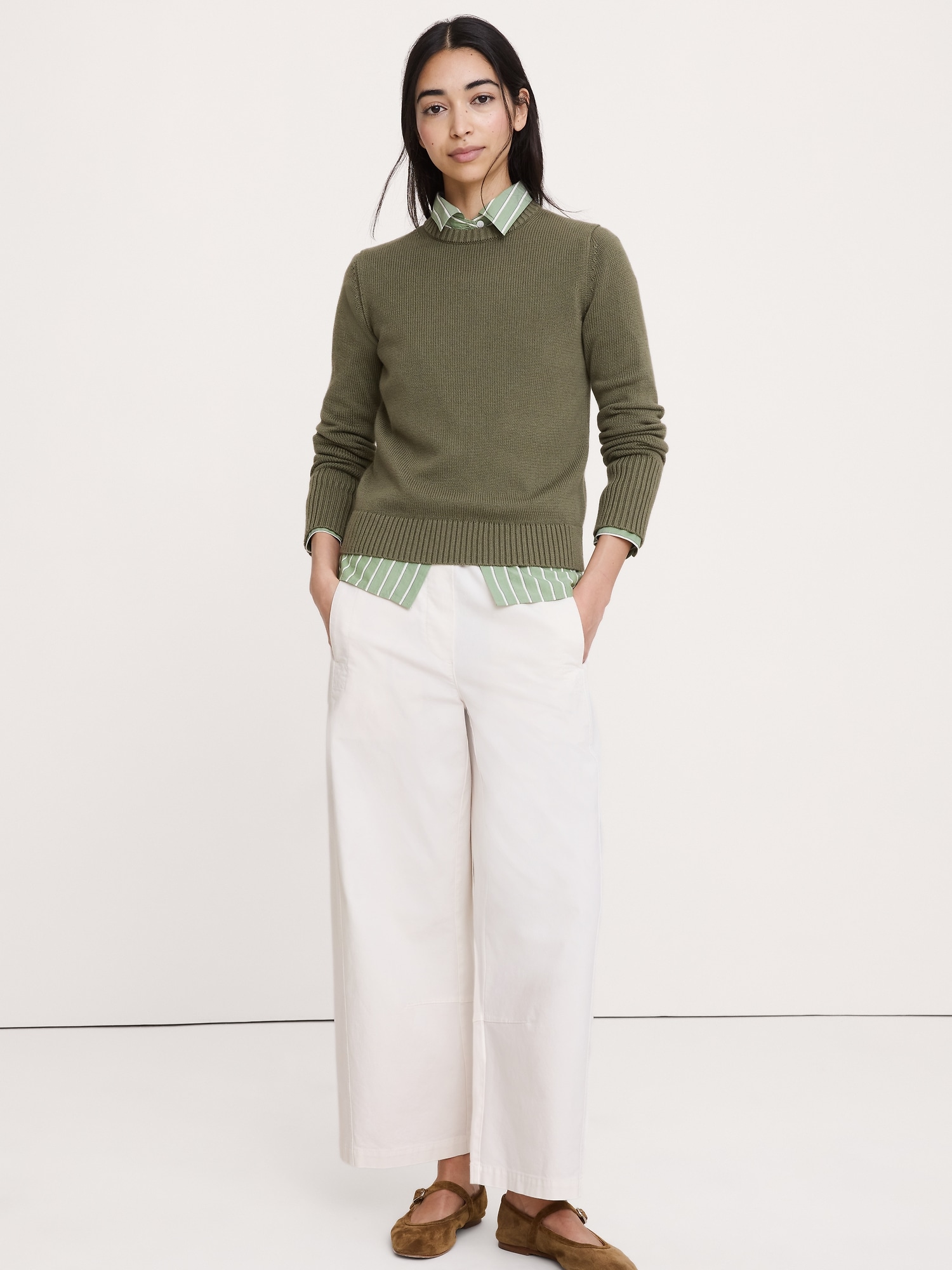 CHANDAIL RAS DU COU EN COTON ET SOIE DOUCEUR INFINIE