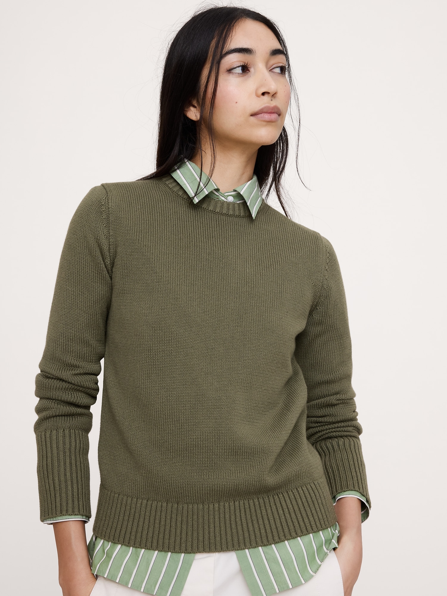 Larkspur Cotton-Silk Crew-Neck Sweater