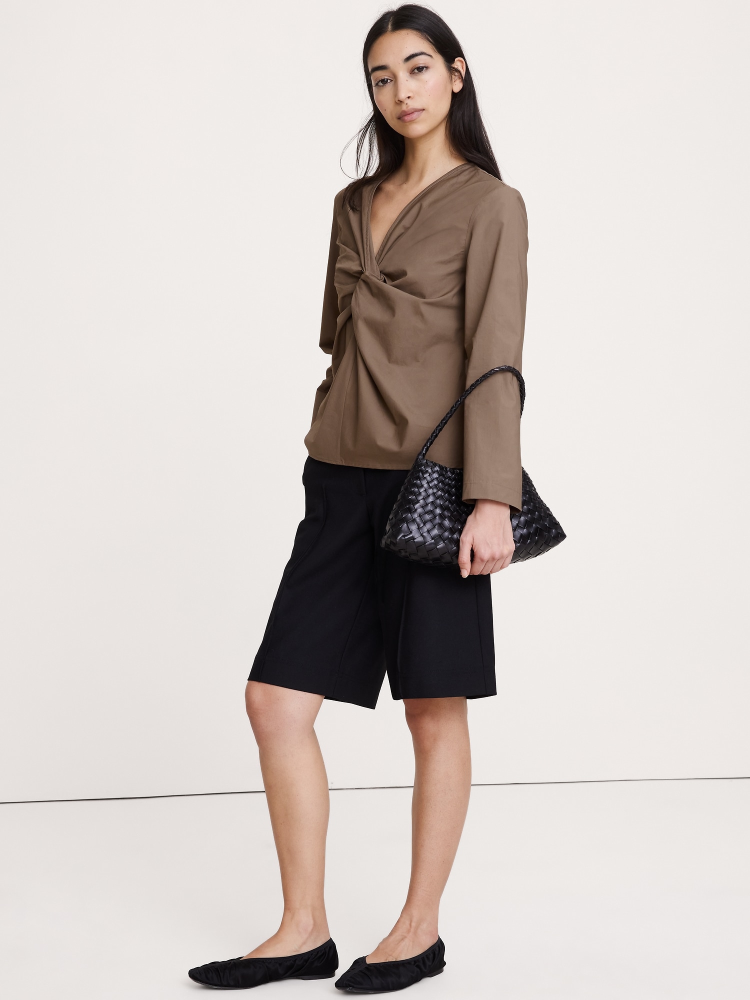 HAUT TORSADÉ À L'AVANT EN POPELINE DE COTON