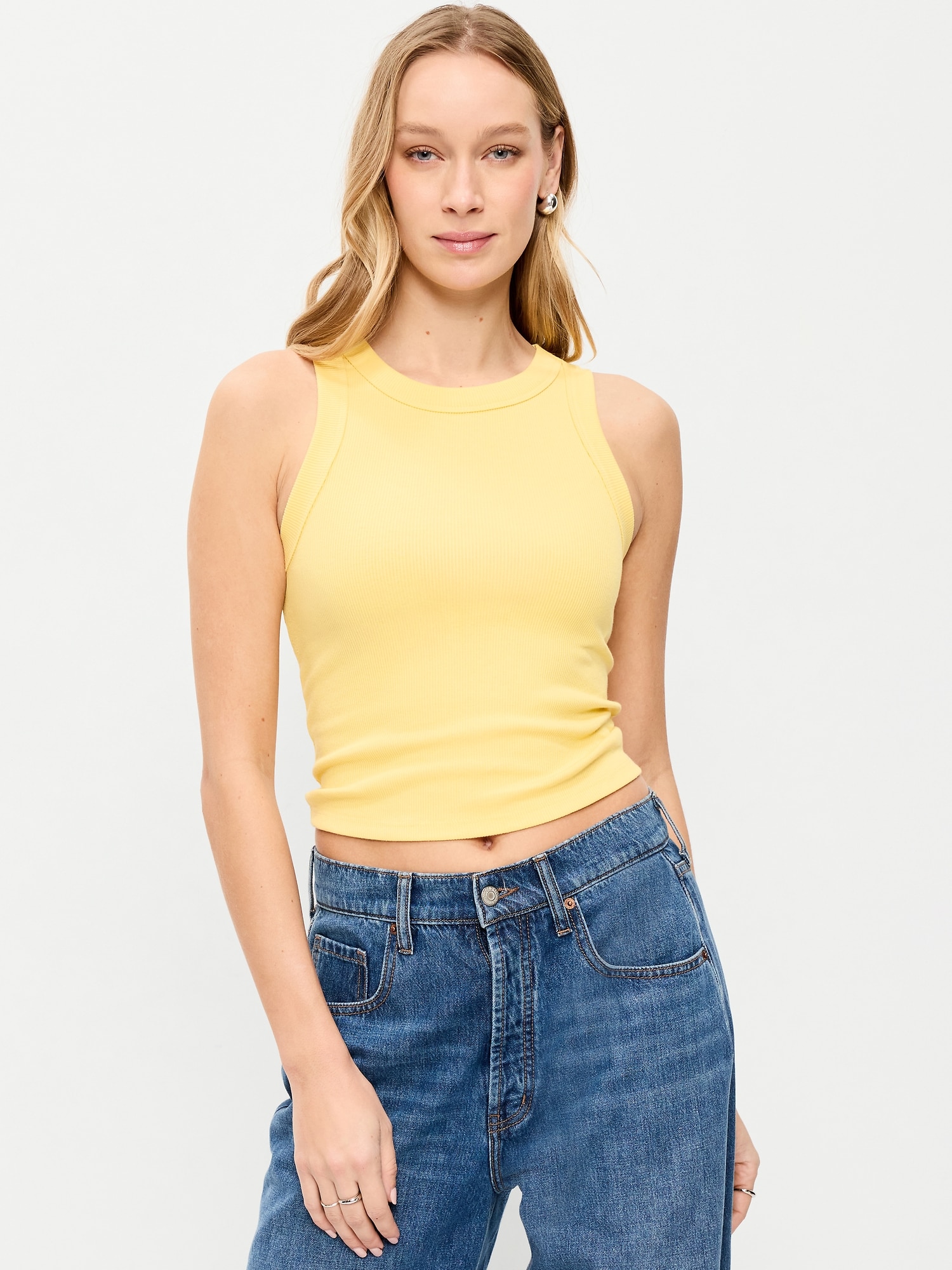 NKNIT rib mini tank top(navy、yellow) Tank Tops | Old Navy Canada