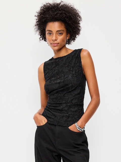 HAUT EN JACQUARD DRAPÉ SUR LE CÔTÉ