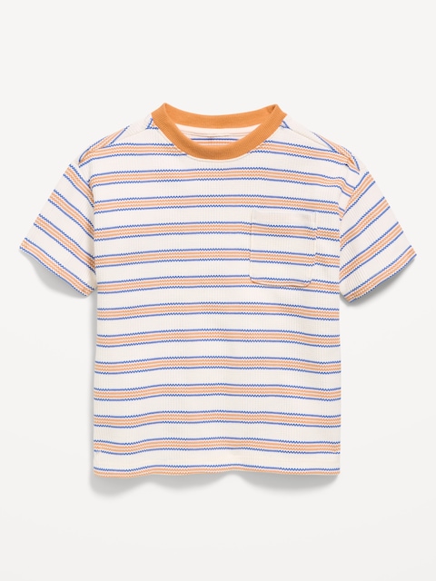 Oversized Short-Sleeve Waffle-Knit T-Shirt for Toddler Boys