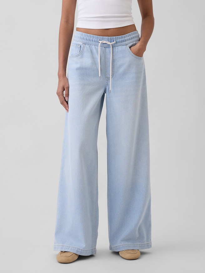 ミッドライズ ウルトラソフト イージーウエスト バギーデニム-1