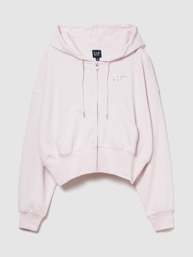 ヴィンテージソフト フレンチテリー SAKURA GAPロゴ オーバーサイズ ジップアップパーカー-4