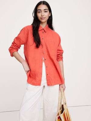 オーバーサイズ リネン シャツ