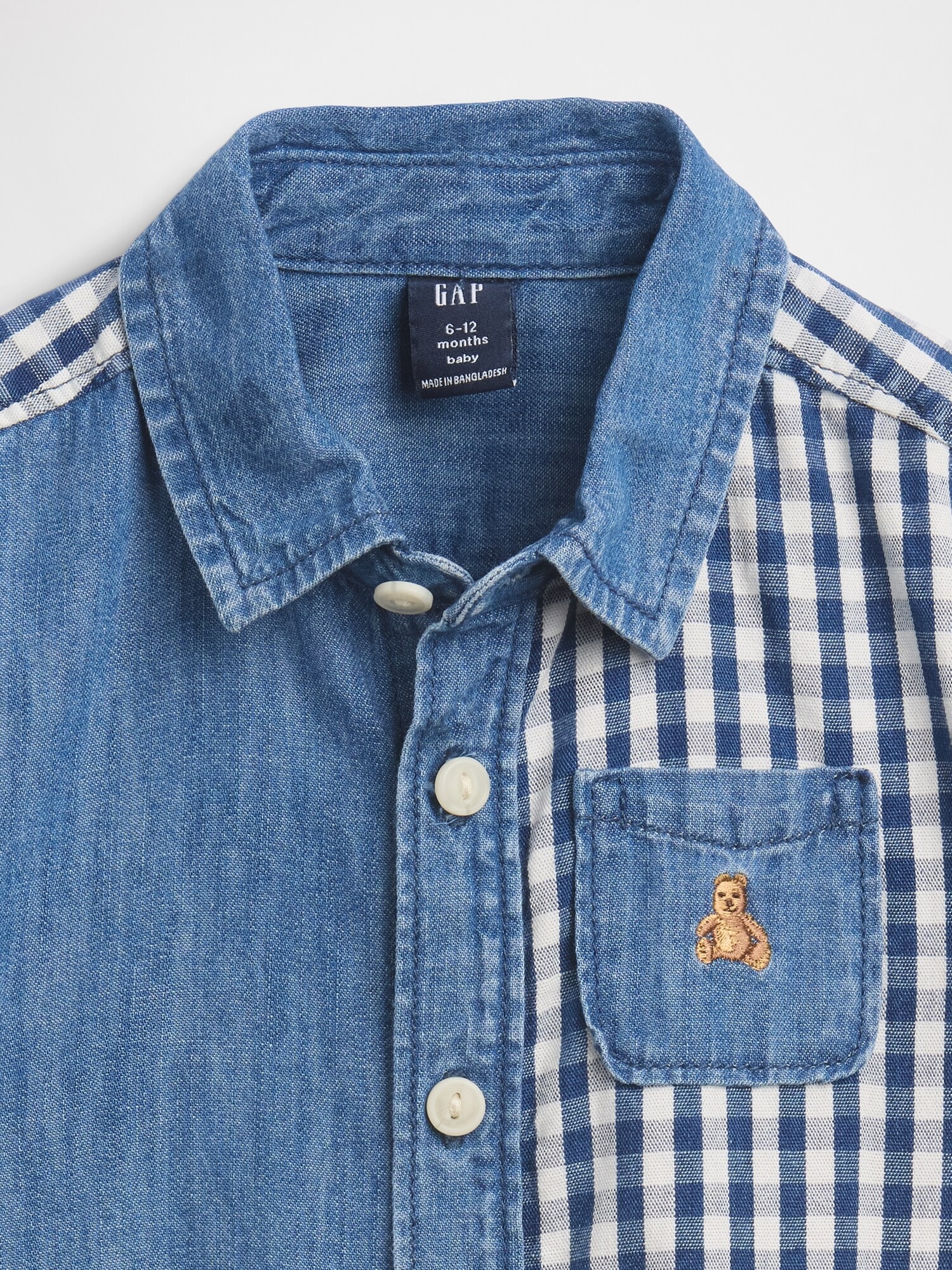 ギンガムチェック デニム カラーブロック ショートオール (ベビー)-2