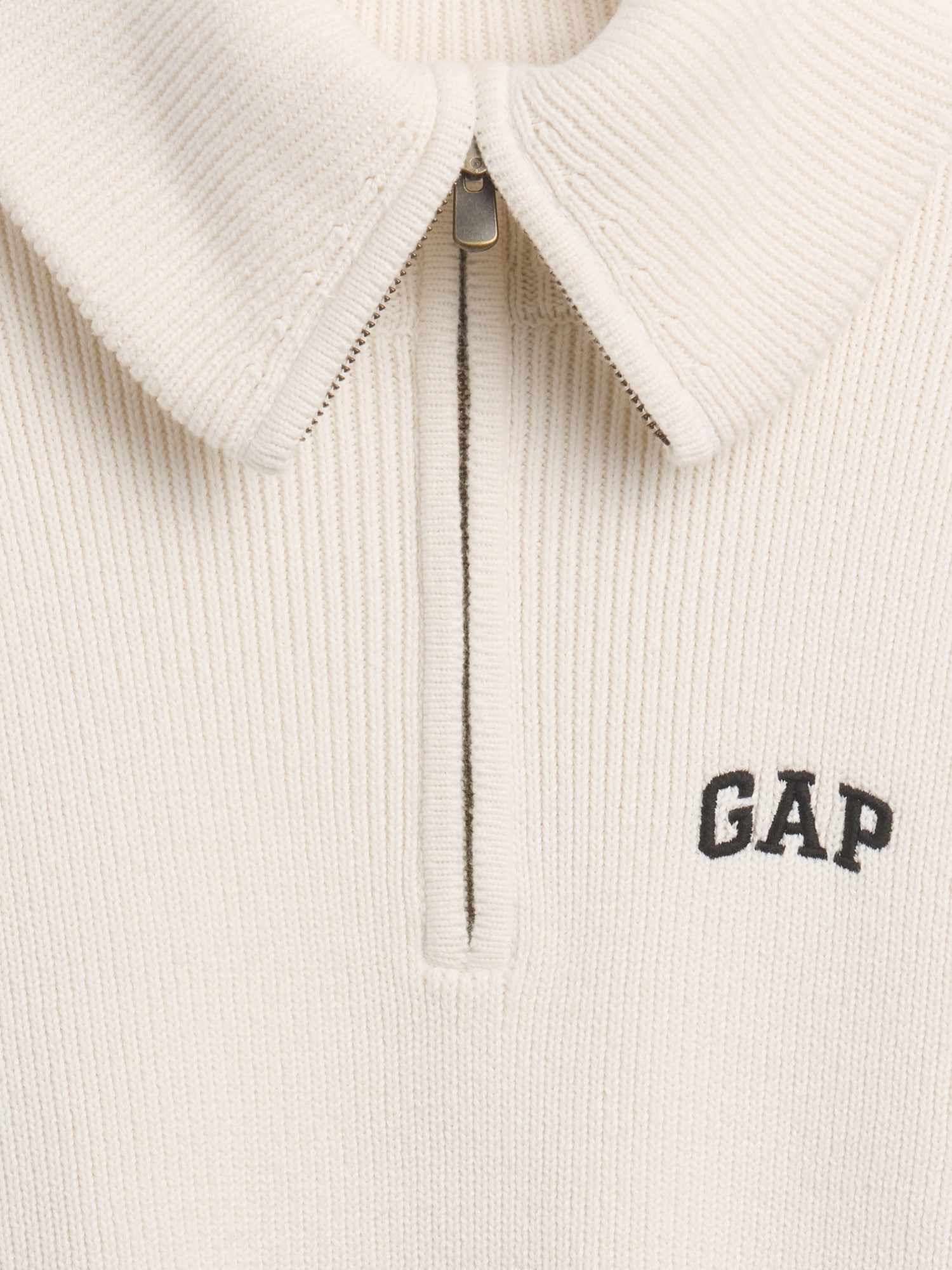 リラックスフィット GAPロゴ ハーフジップ プルオーバー クロップドセーター-4