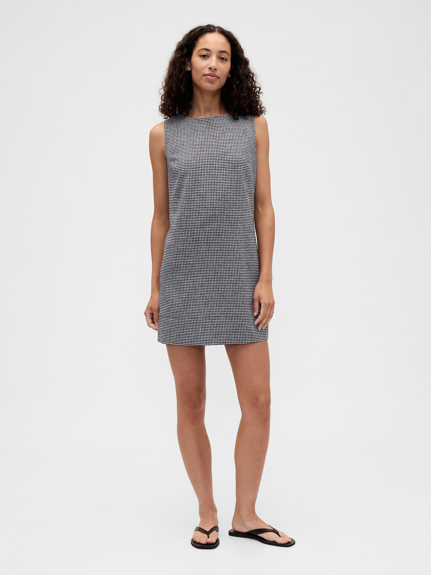 Linen-Blend Apron Mini Dress