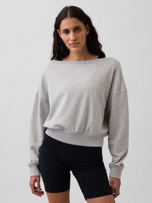 ヴィンテージソフト フレンチテリー オーバーサイズ オープンネックライン クロップド スウェットシャツ