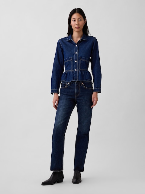 Mid Rise Relaxed Straight Jeans