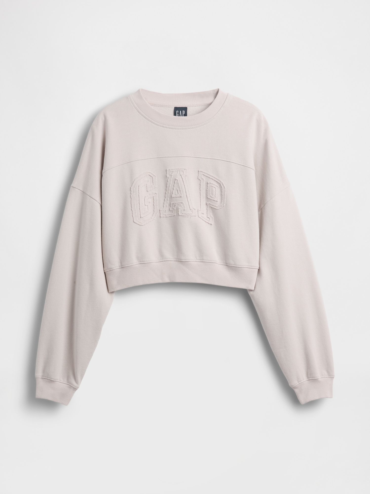 フレンチテリー オーバーサイズ GAPロゴ クロップドスウェットシャツ-4