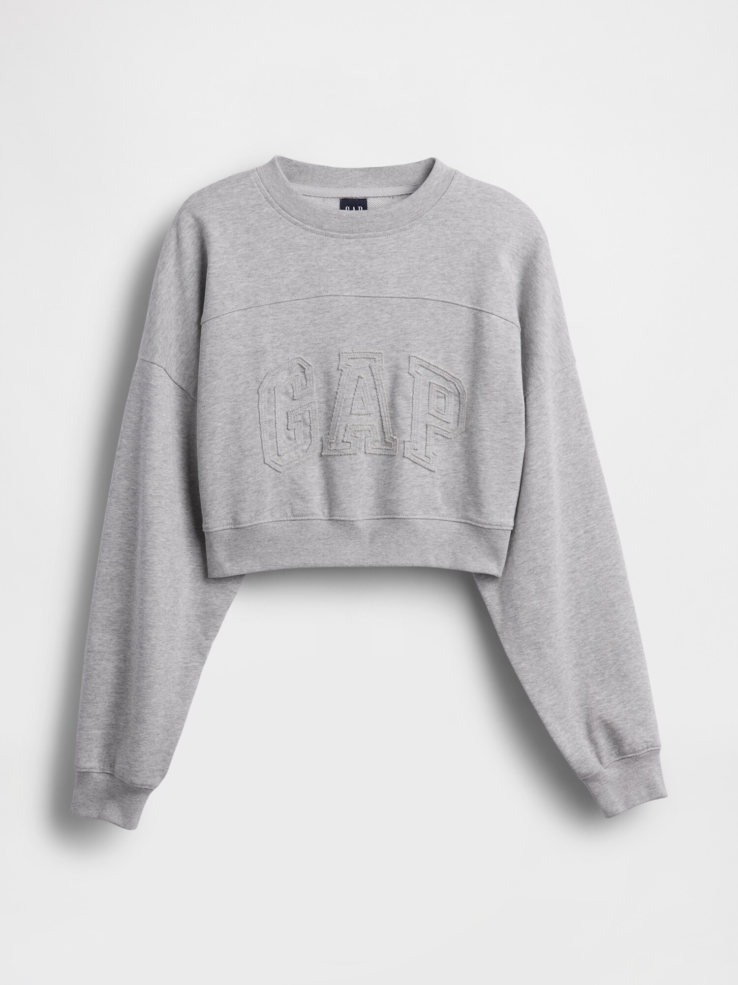 フレンチテリー オーバーサイズ GAPロゴ クロップドスウェットシャツ-4