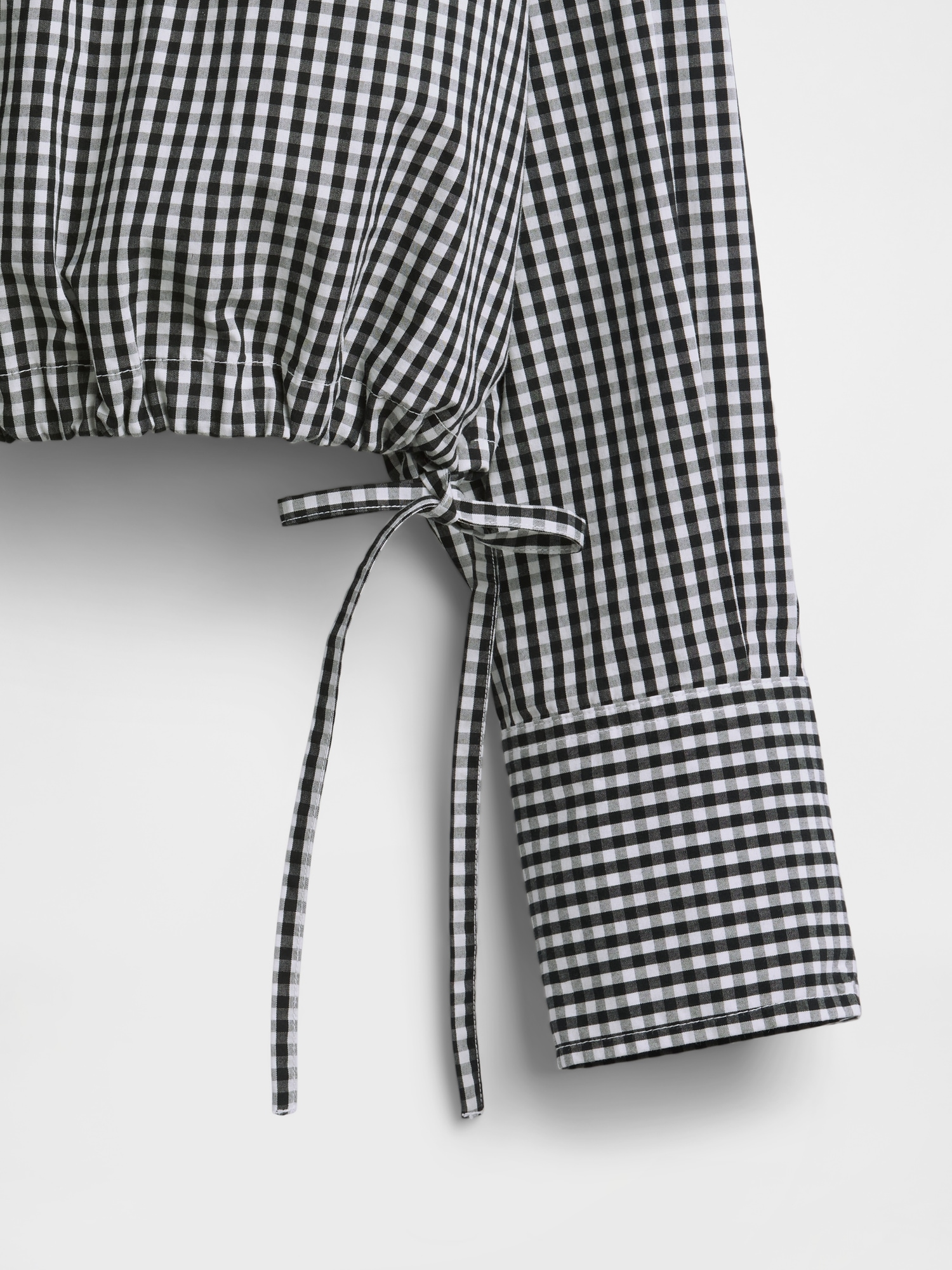 ポプリン オーバーサイズ 裾リボン クロップドシャツ-4