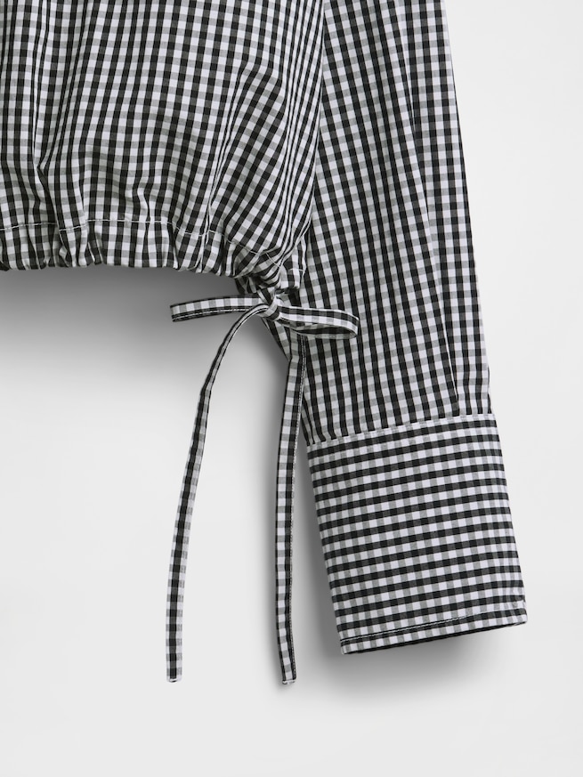 ポプリン オーバーサイズ 裾リボン クロップドシャツ-4