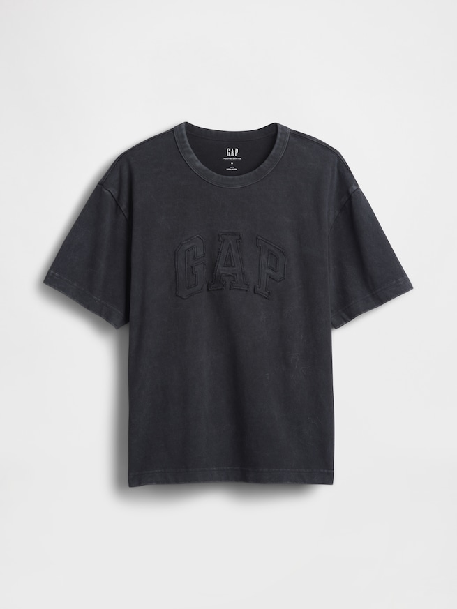 ヘビーウェイト リラックスフィット GAPロゴ クロップドTシャツ-4