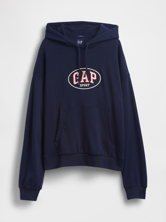 ヴィンテージソフト フレンチテリー オーバーサイズ GAPロゴ クロップドパーカー-4