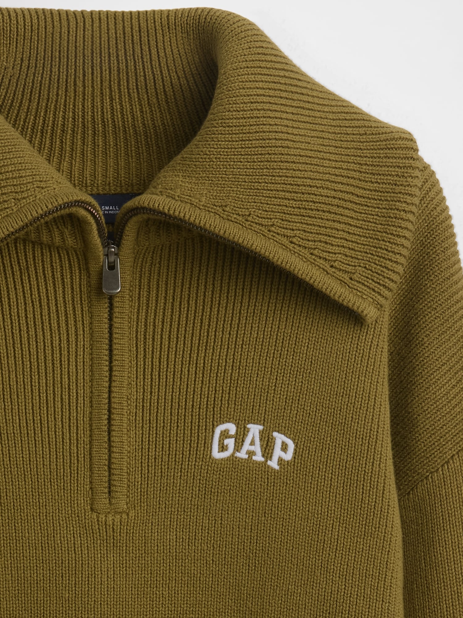 リラックスフィット GAPロゴ ハーフジップ プルオーバー クロップドセーター-4