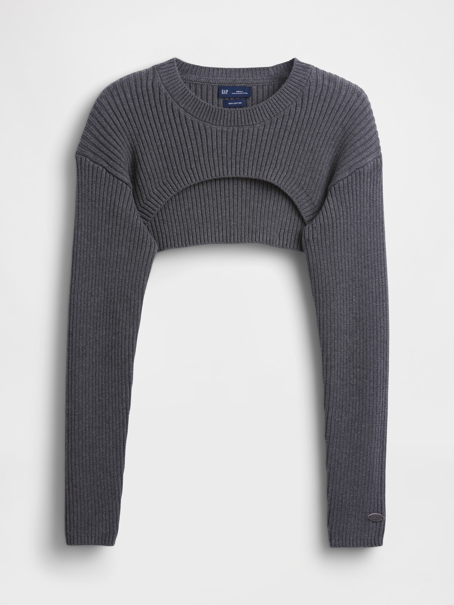 コットン100% リラックスフィット リブ ボレロセーター-5