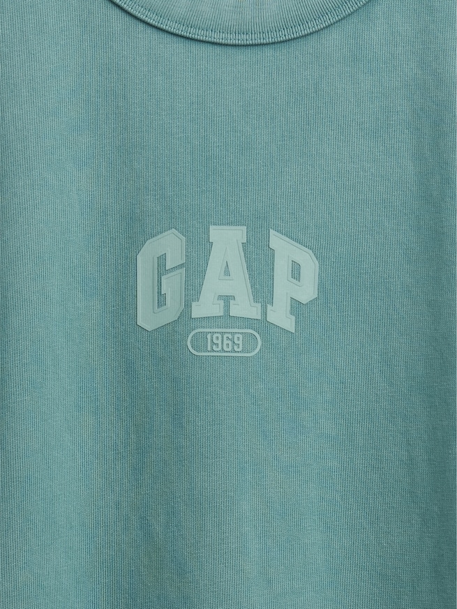 ヘビーウェイト リラックスフィット GAP1969ロゴ クロップドTシャツ-3