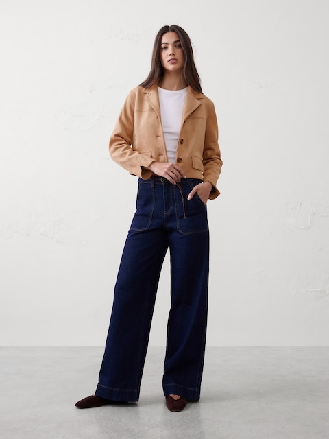 Vegan Suede Blazer Jacket