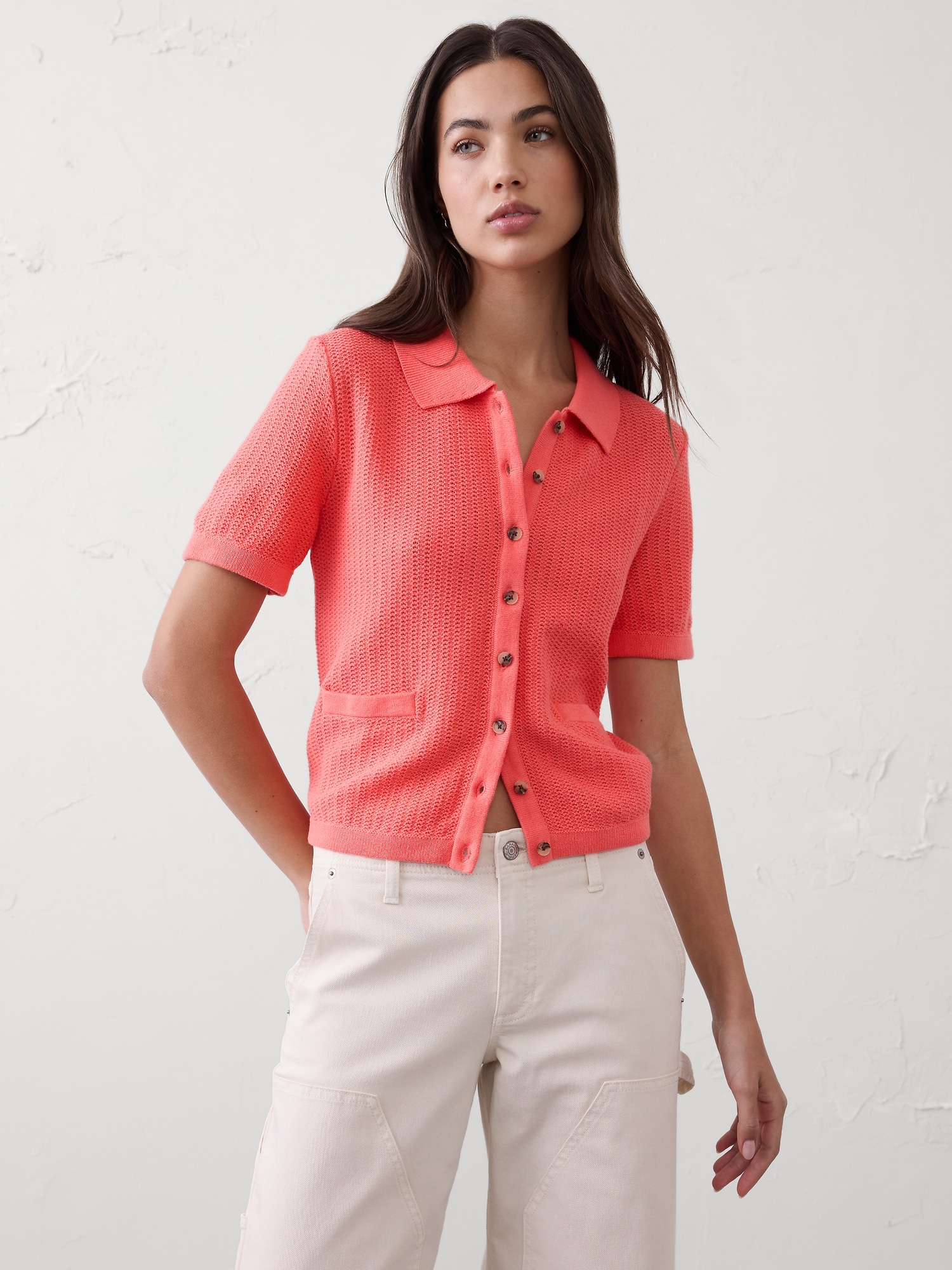 POLO TEXTURÉ À BOUTONS