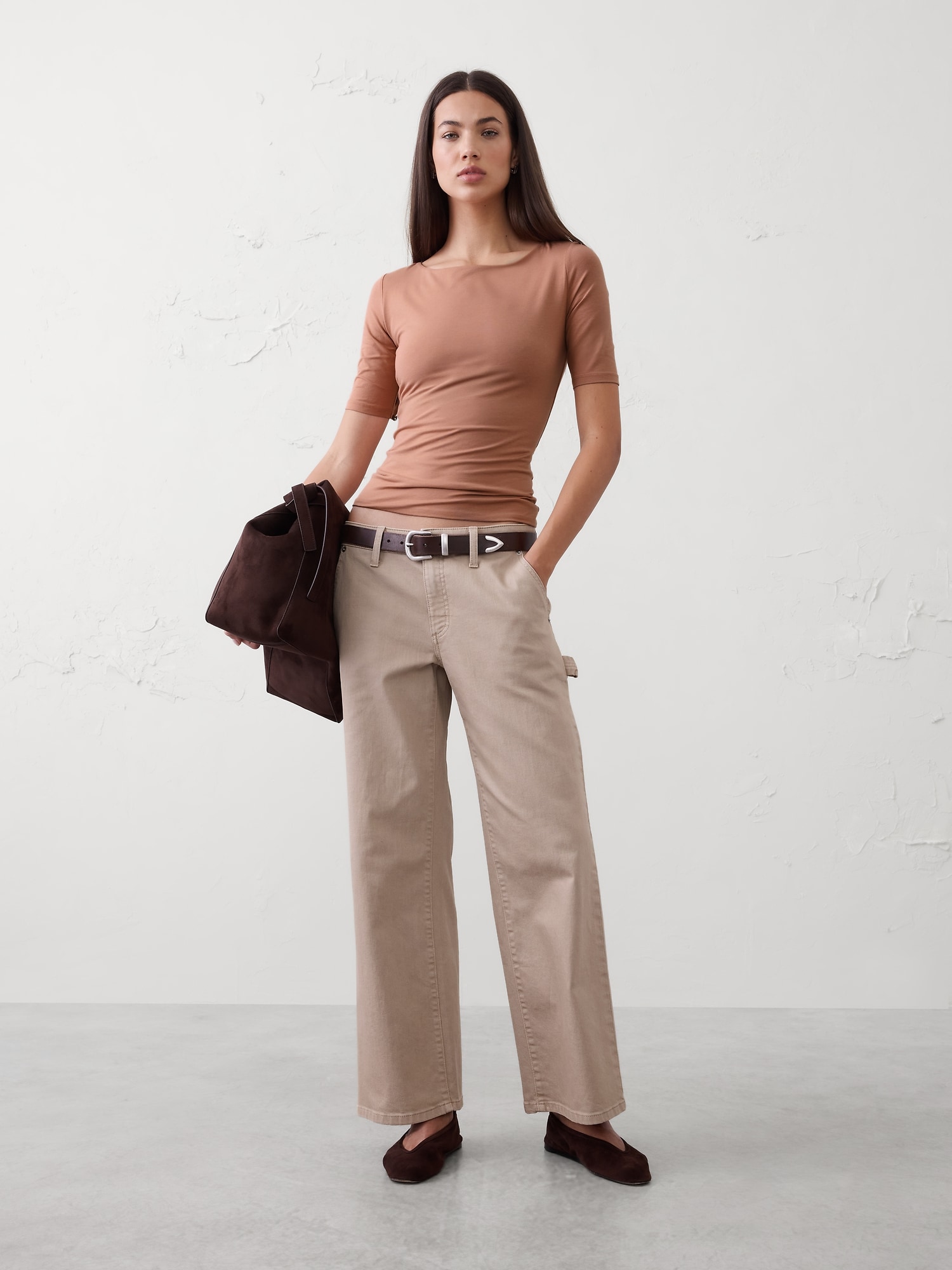 Soft Stretch Elbow-Sleeve Top