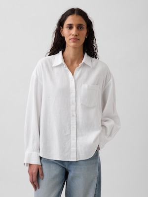 リネンブレンド オーバーサイズシャツ