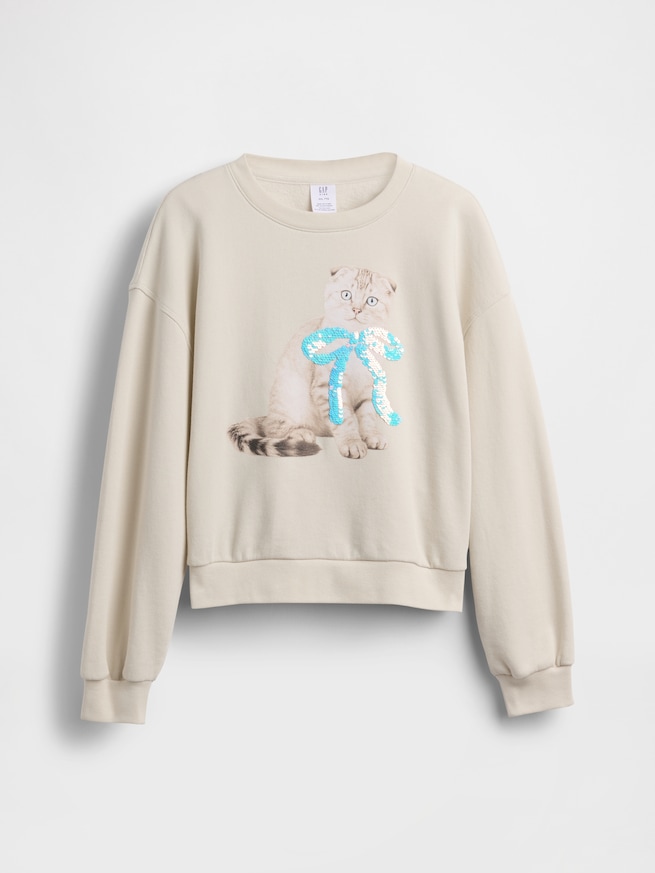 オーバーサイズ ウェッジ フリッピースパンコール グラフィック スウェットシャツ (キッズ)-1