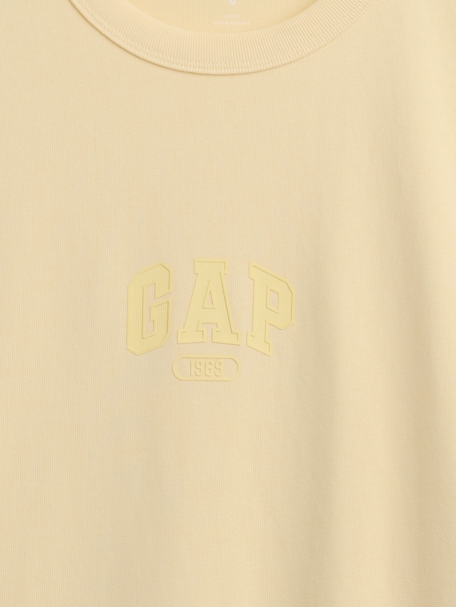 ヘビーウェイト リラックスフィット GAP1969ロゴ クロップドTシャツ-3