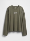 リラックスフィット GAPロゴ クロップドTシャツ-4