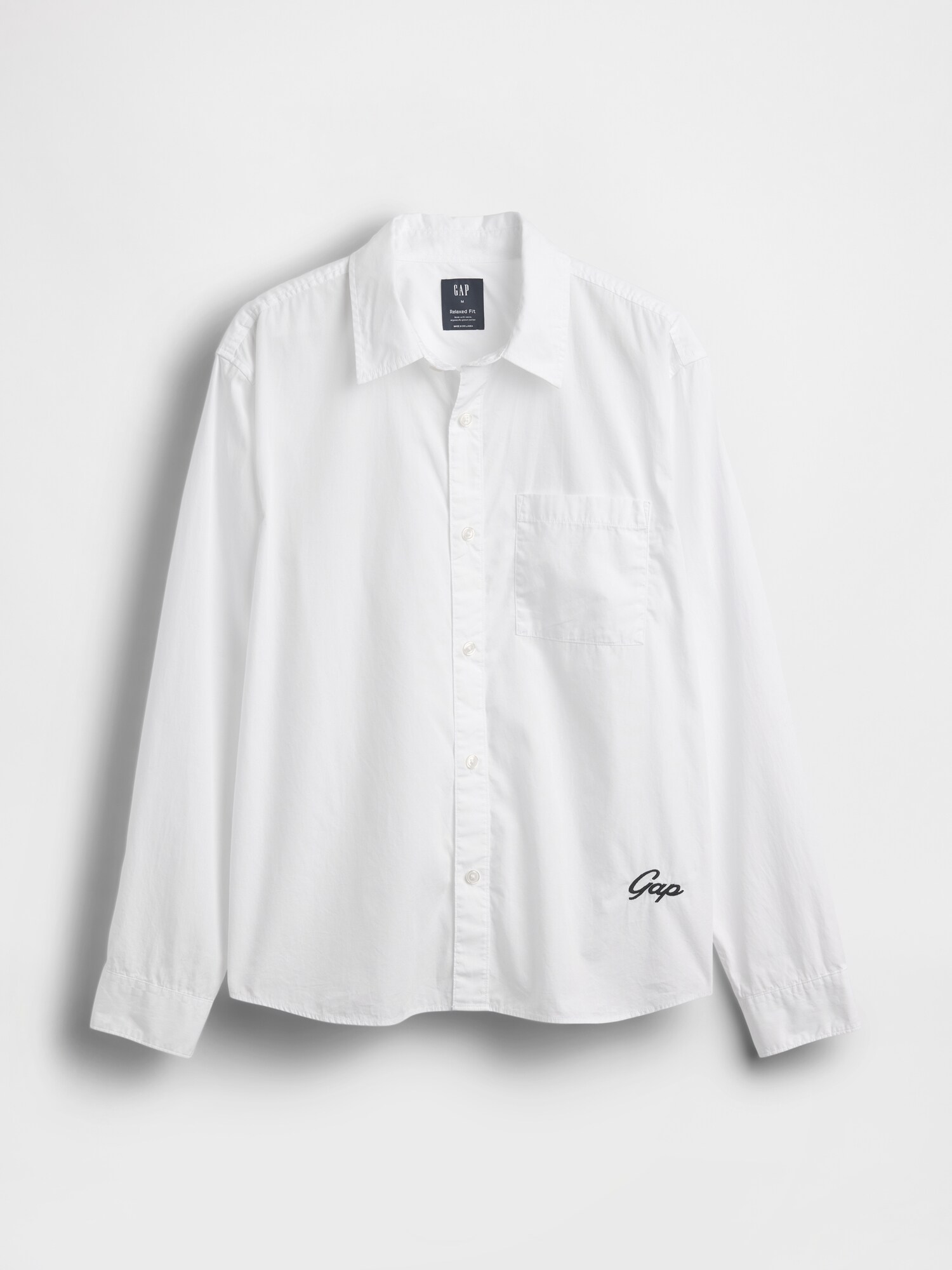 オーガニックコットン リラックスフィット GAPロゴ ポプリンシャツ-4