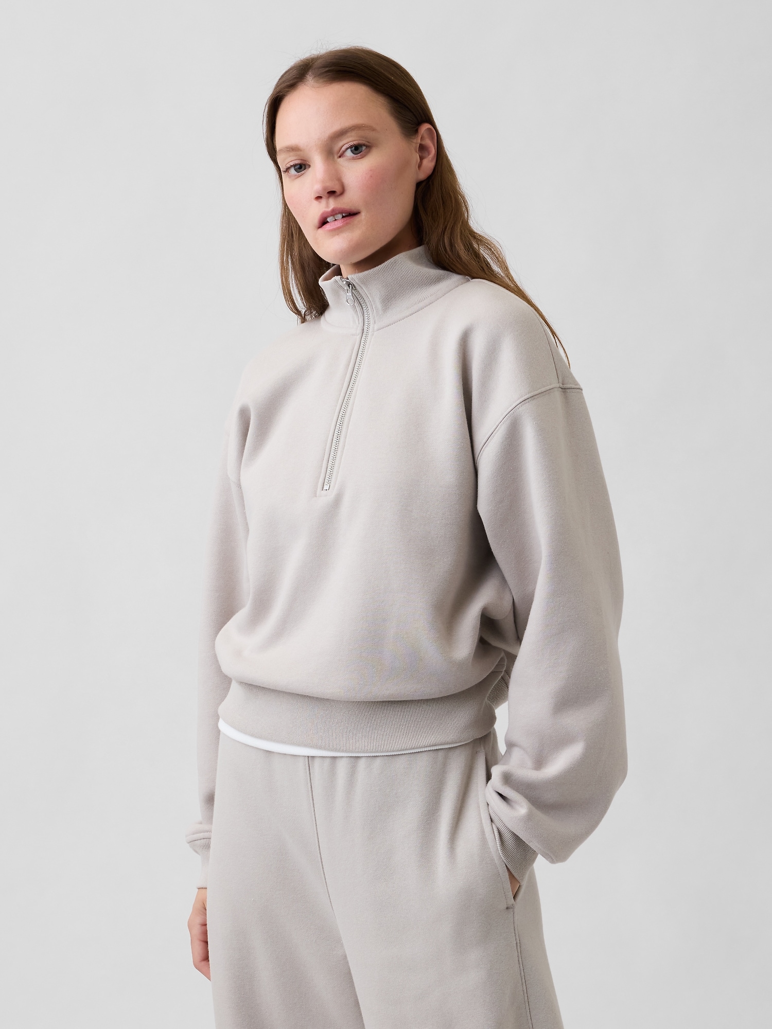 Oversized Fleece Half-Zip Sweatshirt