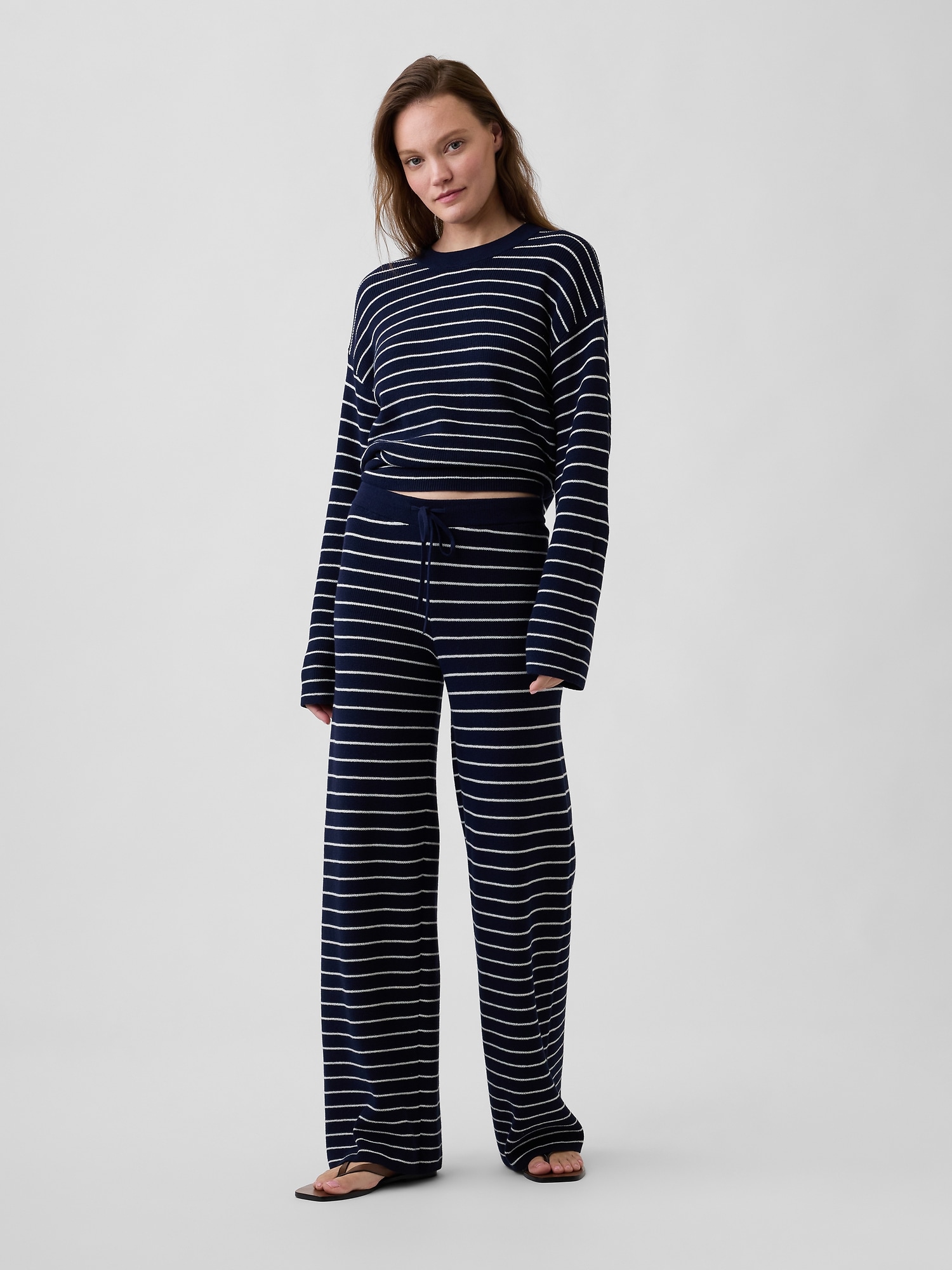 Relaxed Shaker-Stitch Sweater Pants