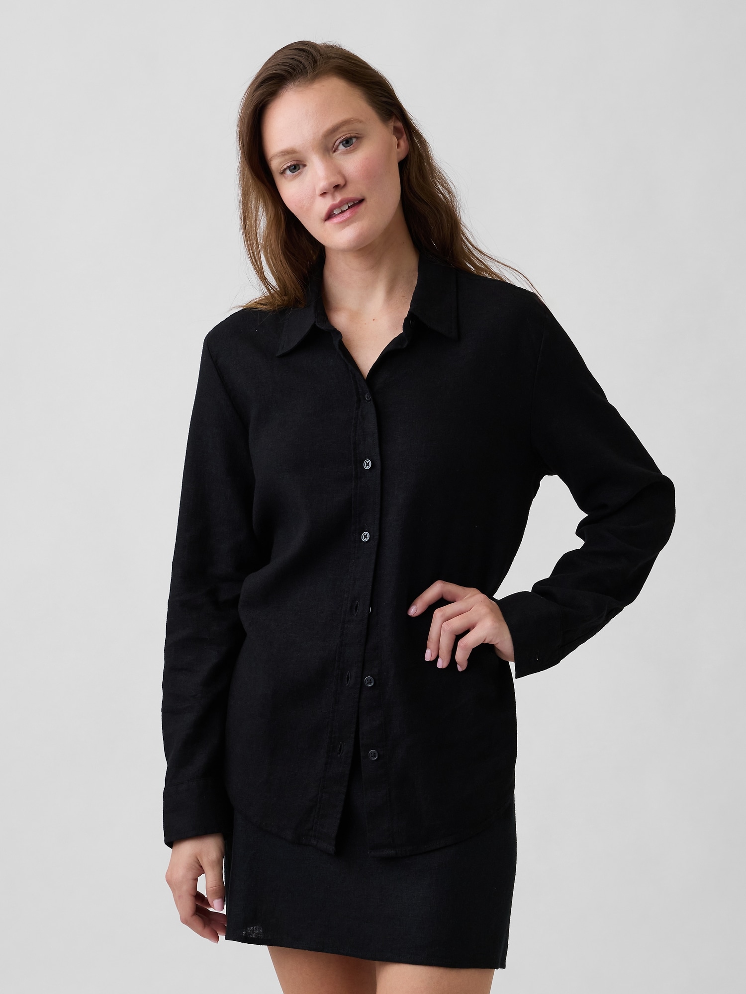 Oversized Linen-Blend Easy Shirt