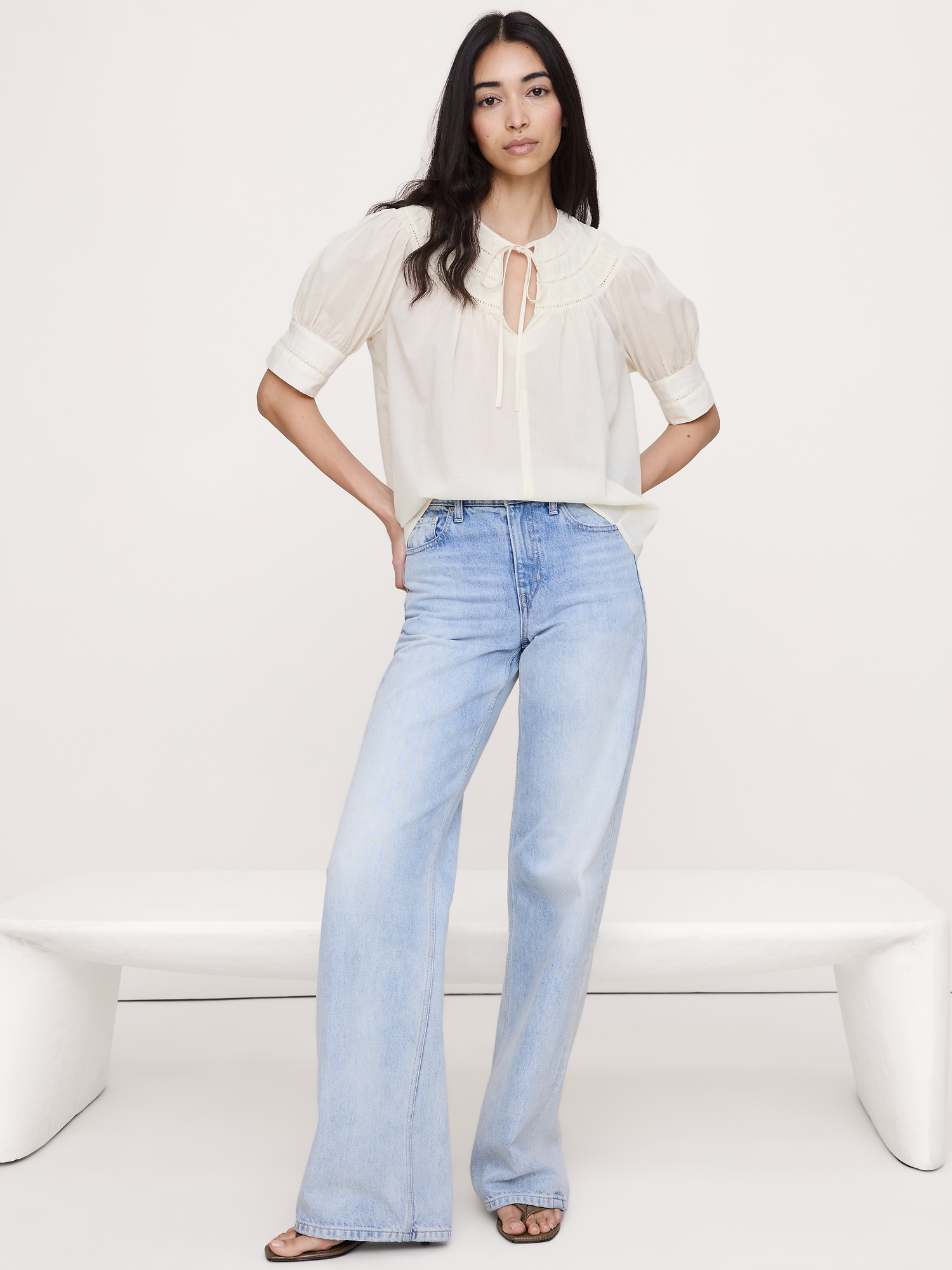 Lightweight Cotton Inset Lace Top