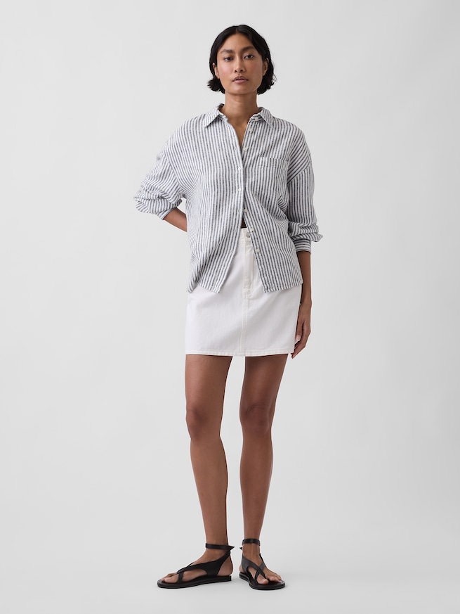 リネンブレンド オーバーサイズシャツ-1