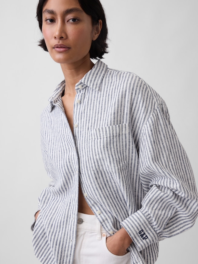 リネンブレンド オーバーサイズシャツ-3