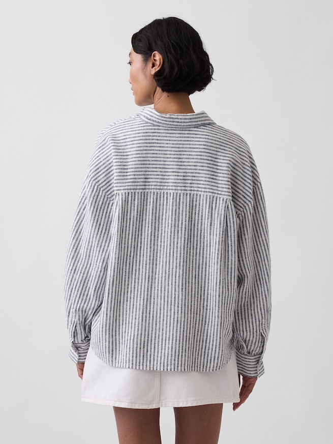 リネンブレンド オーバーサイズシャツ-2