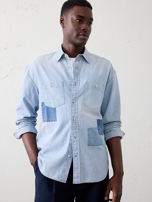 Relaxed-Fit Patchwork Shirt | Banana Republic Factory