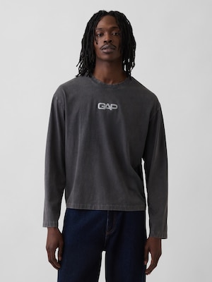 リラックスフィット GAPロゴ クロップドTシャツ