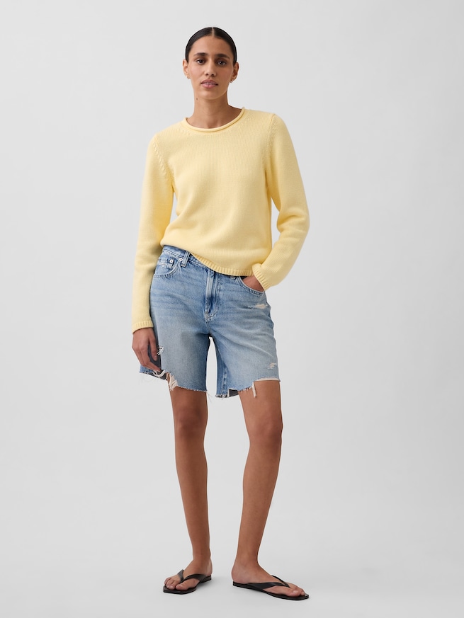 コットン100% ロールネックセーター-1