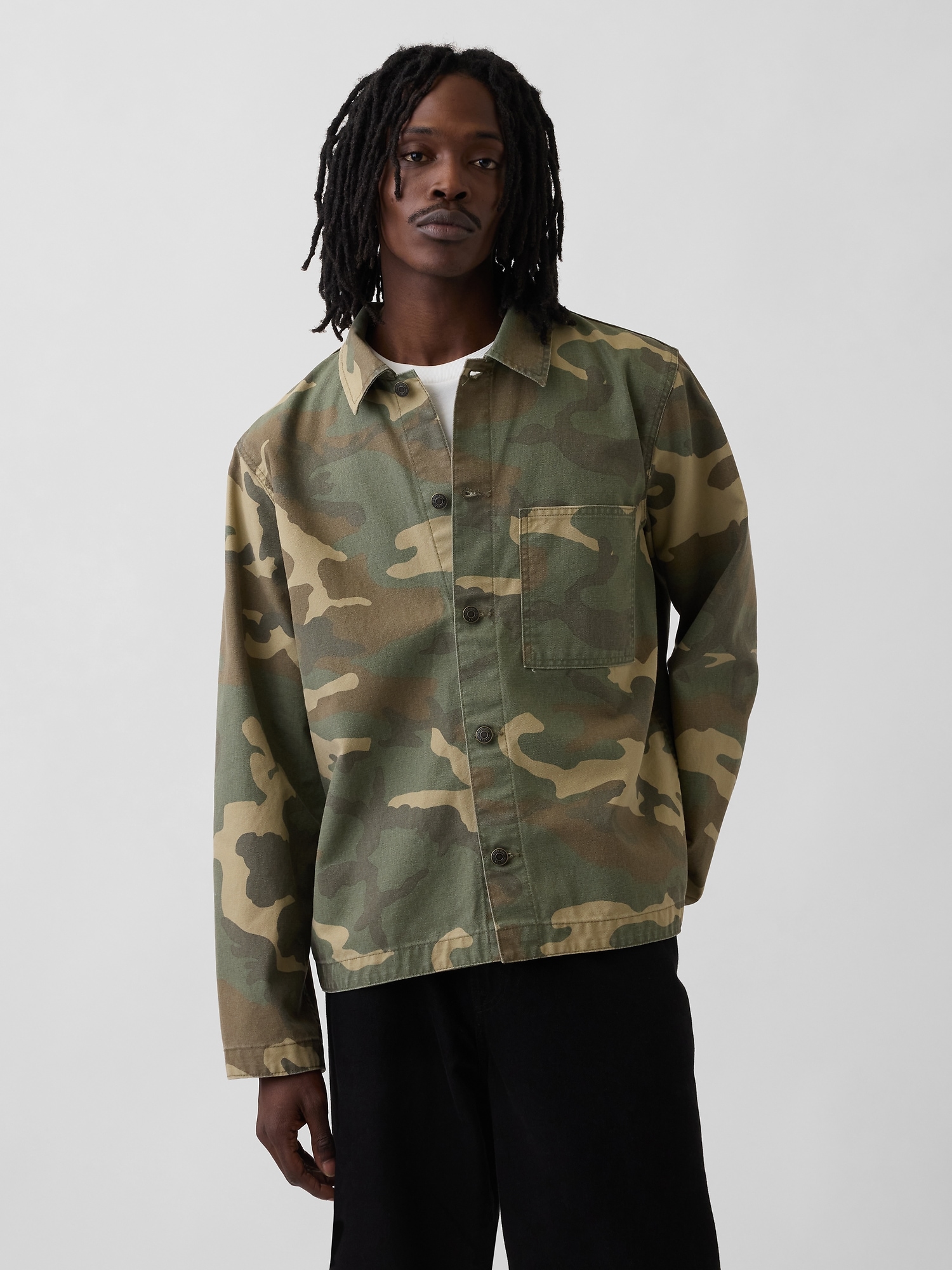 Canvas Denim Camo Utility Shirt