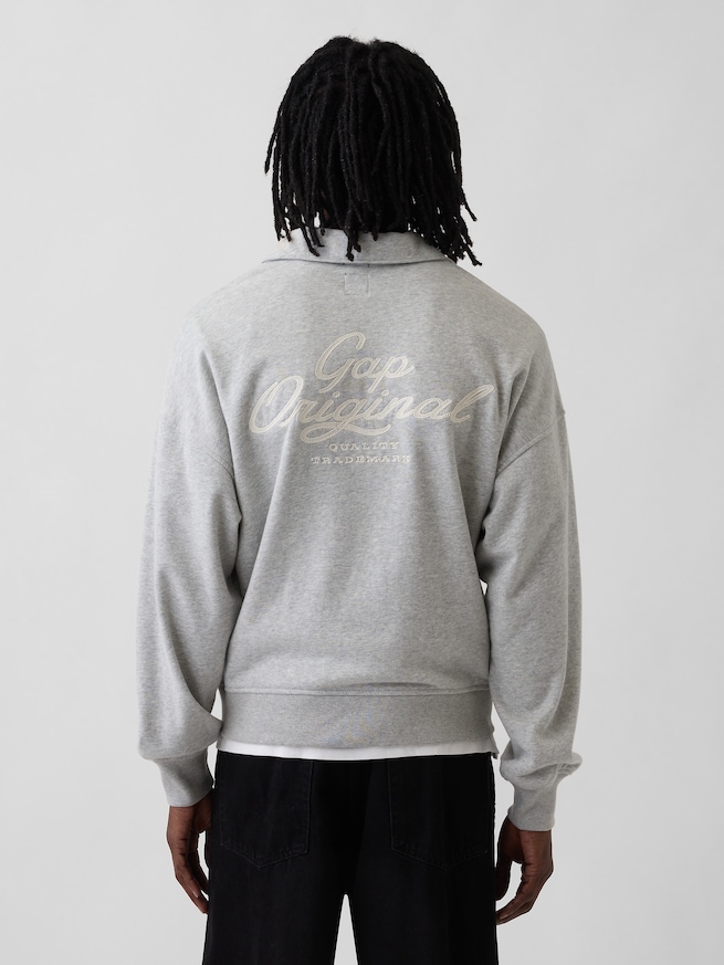 ヴィンテージソフト フレンチテリー オーバーサイズ GAPロゴ クロップド ハーフジップ プルオーバー-2