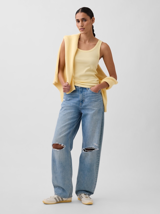 リブ スクープネック タンクトップ-1