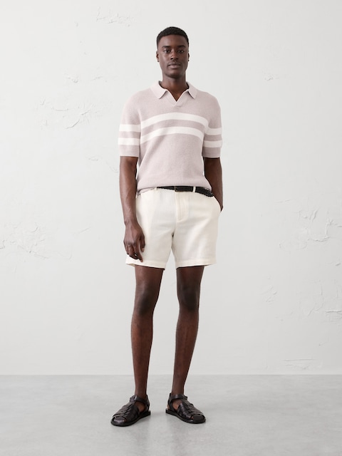 POLO RAYÉ À COL TRICOTEUSE.