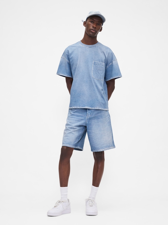 Gap &times; B&Eacute;IS ニットデニム ポケットTシャツ-3