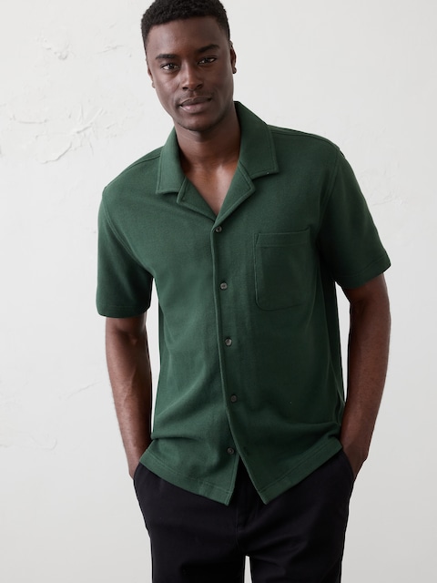 Standard-Fit Textured Resort Polo