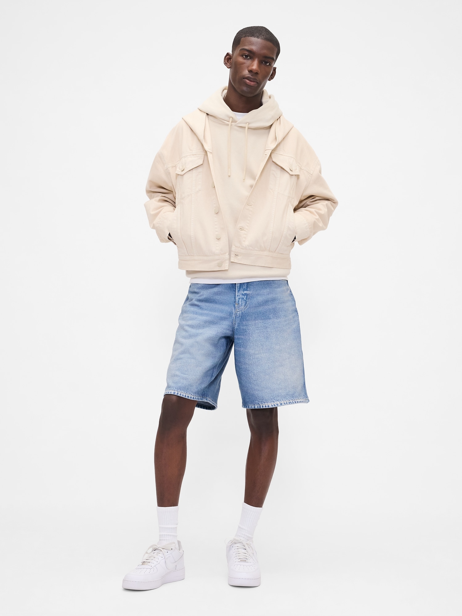 Gap公式オンラインストア | Gap × BÉIS ニットデニム バギーショートパンツ